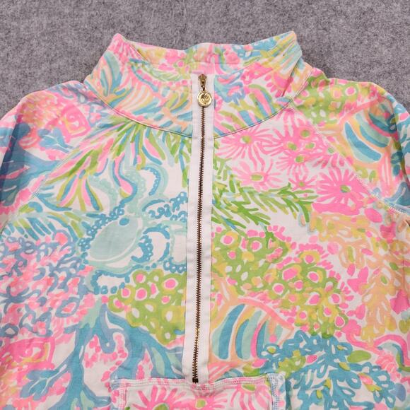 Lilly Pulitzer Skipper Popover Womens Small 1/2 Zip Coral UPF 50+ Sweatshirt - Picture 5 of 15